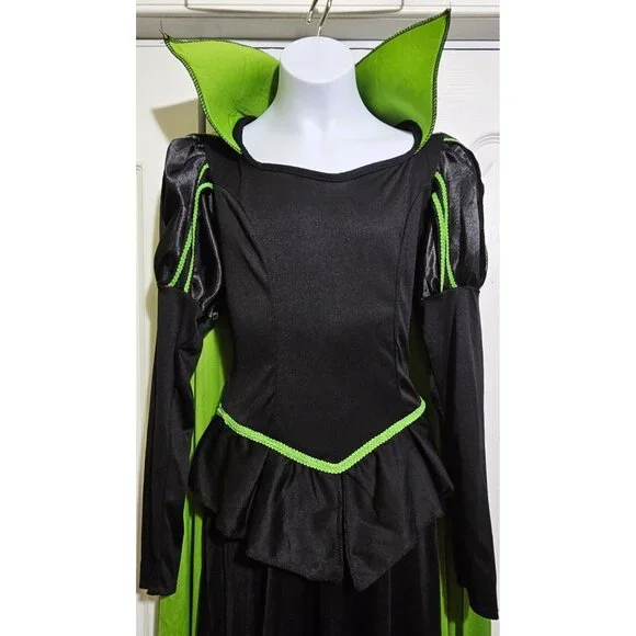 Wizard of Oz Wicked Witch Elphaba Costume Girls 10-12 Dress Glasses Hat Broom - Picture 3 of 12